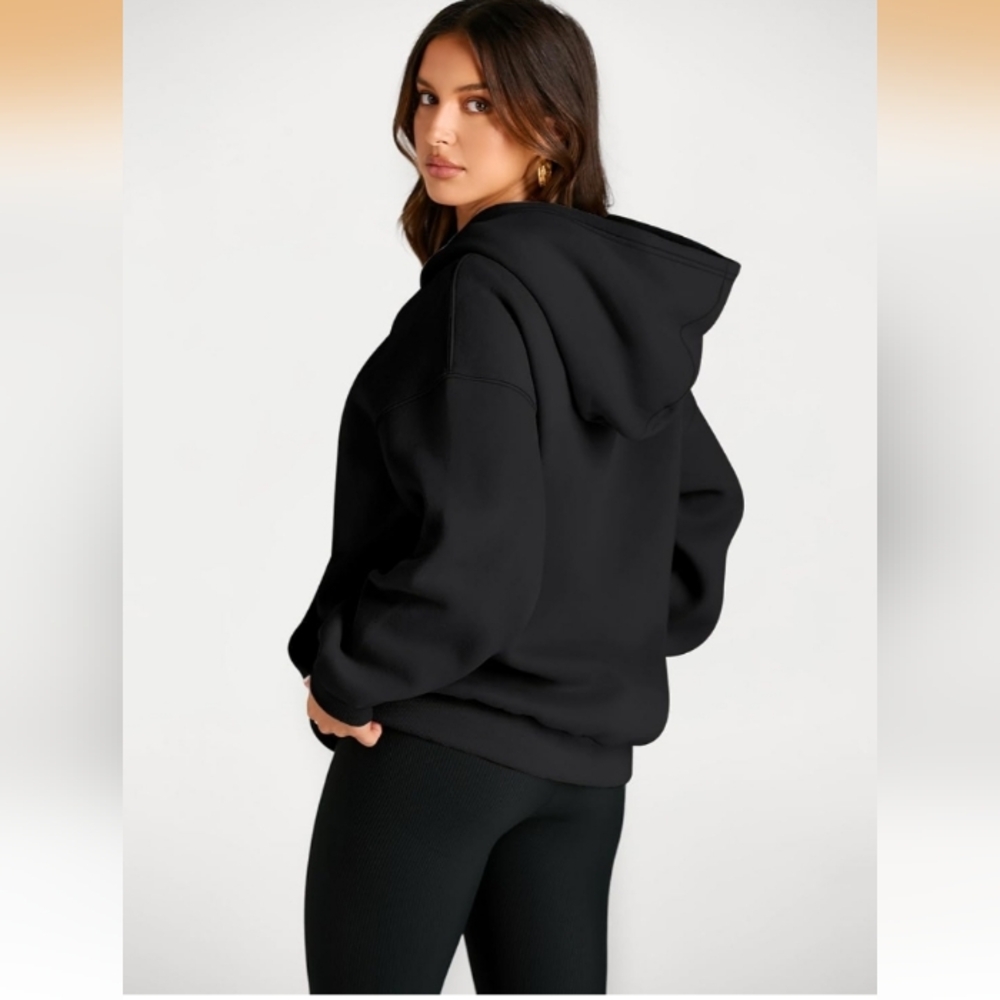 Trendy Queen Oversized Hoodie Fleece Sweater Black, XS - Picture 3 of 11